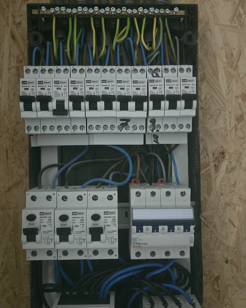 Open groepenkast met strak gelegde bedrading